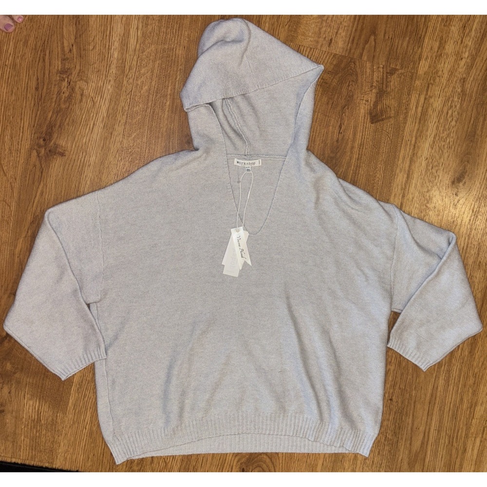 WORKSHOP Republic Clothing Women's 2x GRE Knit Crew Neck Long Sleeve Hooded Pull